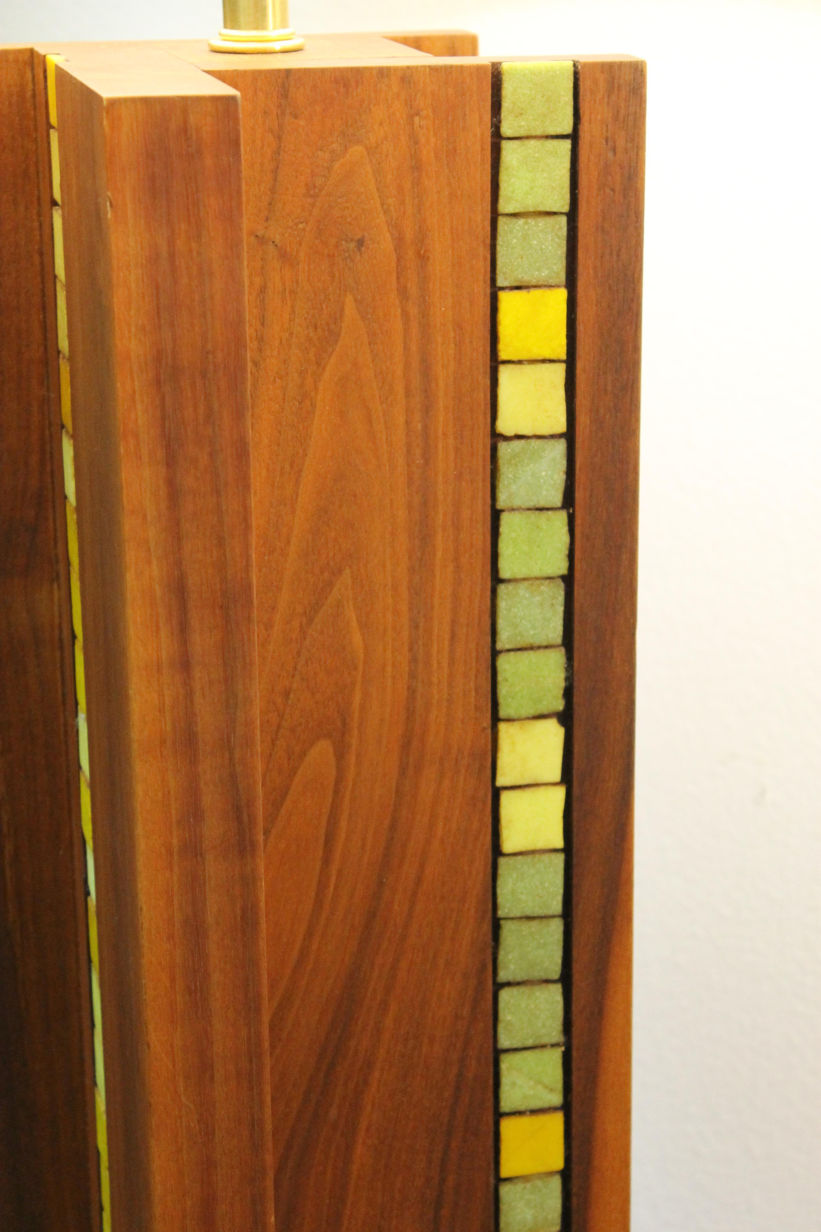 Late 20th Century Tile and Wood Lamp in the Style of Martz