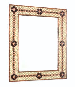 Espejo rectangular de mosaico español en cerámica esmaltada, años 50