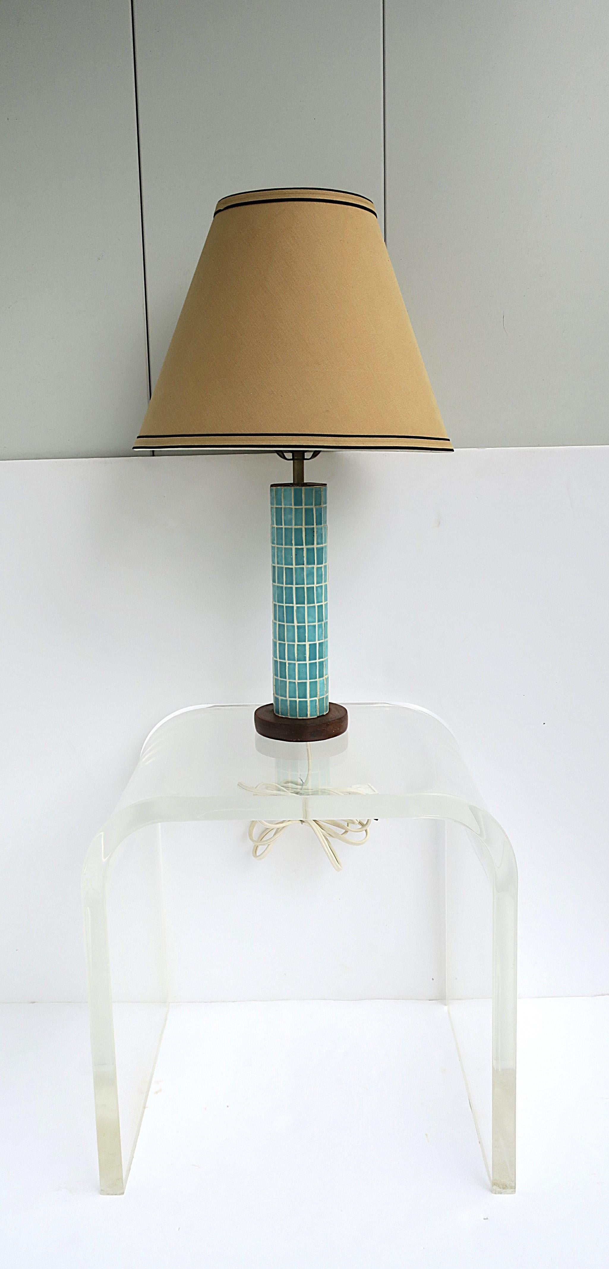 Mid-Century Modern Tile Mosaic Table Lamps, Pair For Sale