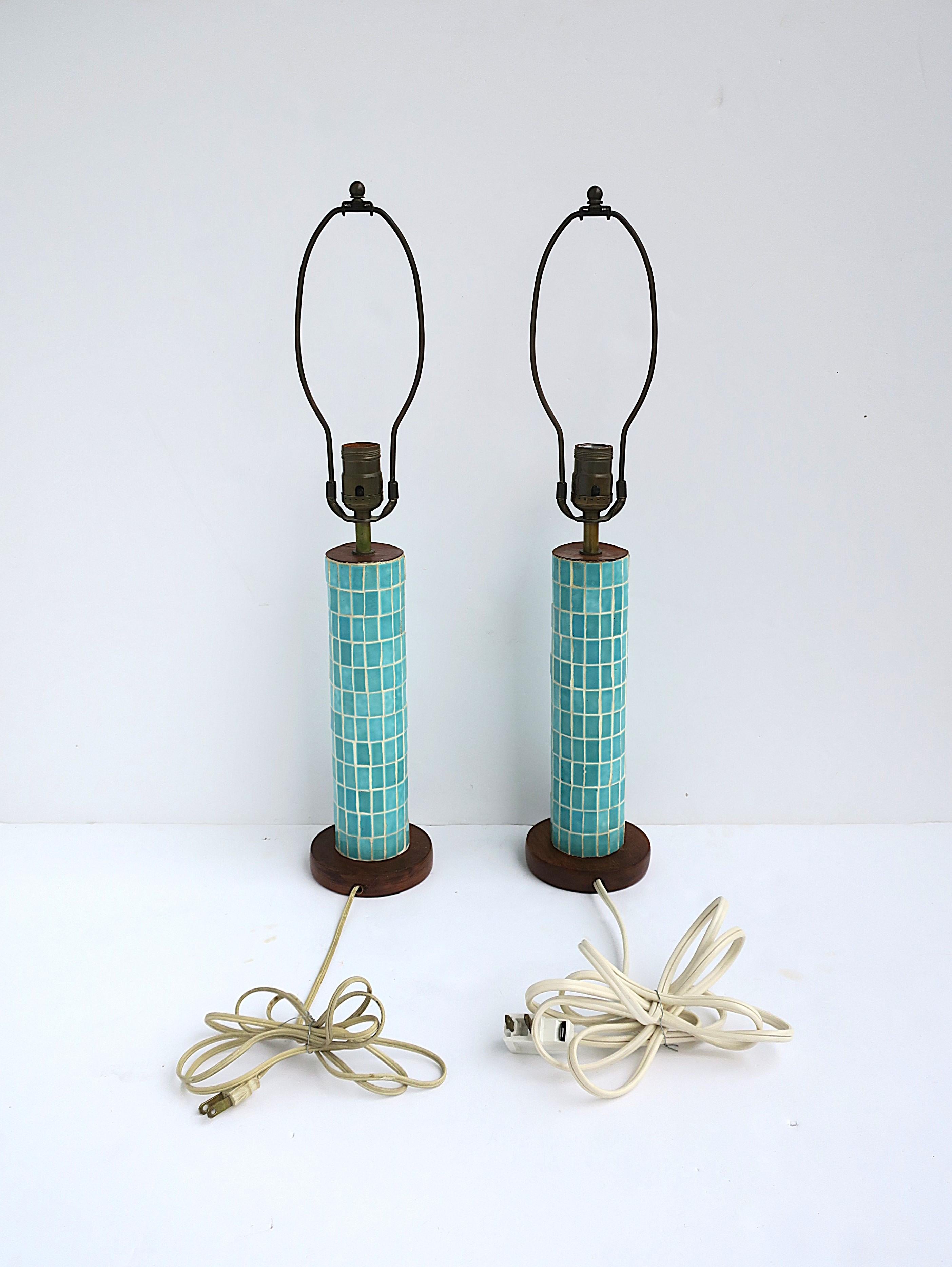 Tile Mosaic Table Lamps, Pair For Sale 1