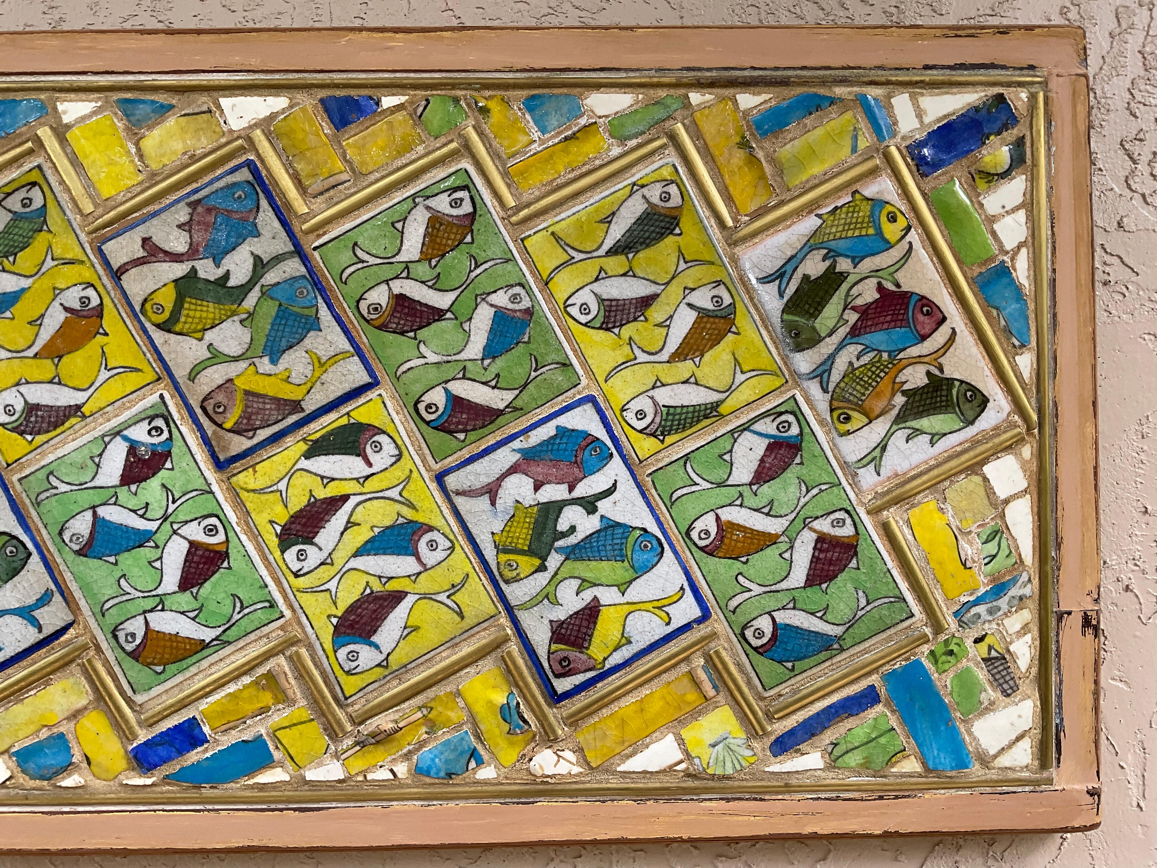 Kachel-Mosaik-Wandleuchter von Joseph Malekan (amerikanisch) im Angebot