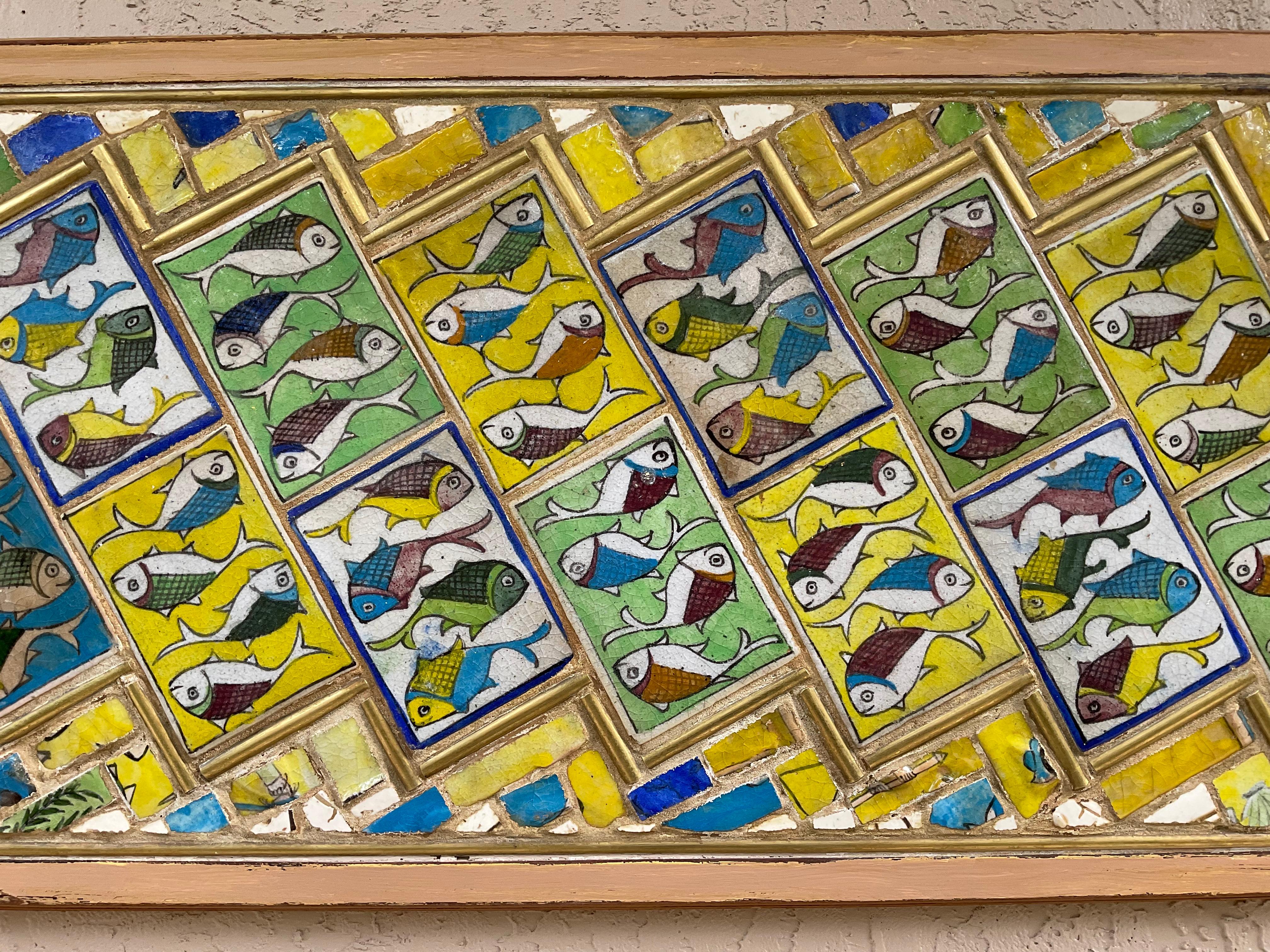 Hand-Crafted Tile Mosaic Wall Hanging by Joseph Malekan For Sale