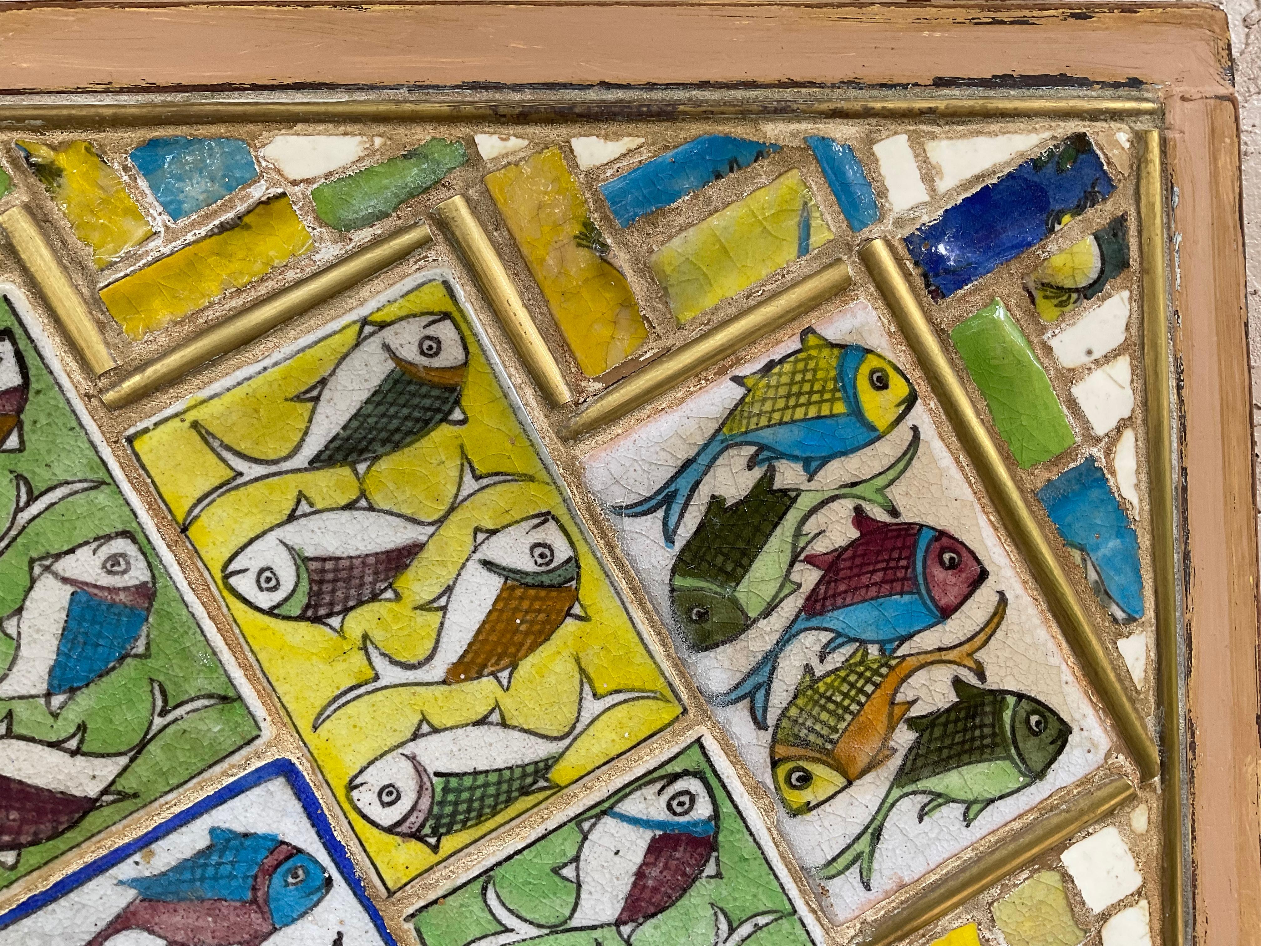 Kachel-Mosaik-Wandleuchter von Joseph Malekan im Angebot 1
