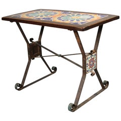 Tile Table with Iron Base, circa 1920s