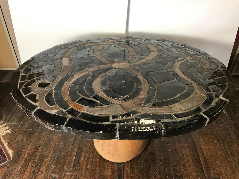 Tile Top and Terracotta Dining Table by Marguerite Antell "Mushroom