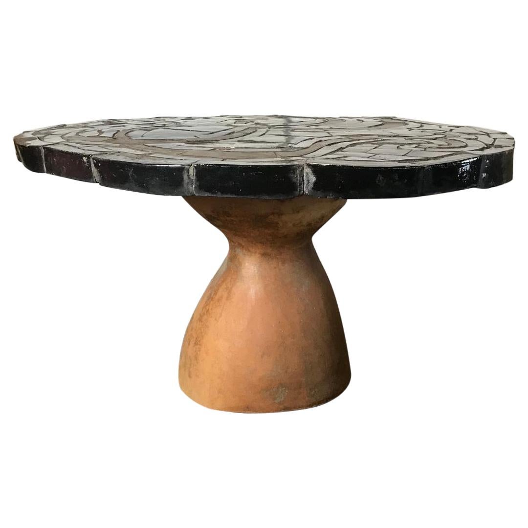Tile Top and Terracotta Dining Table by Marguerite Antell "Mushroom House" For Sale
