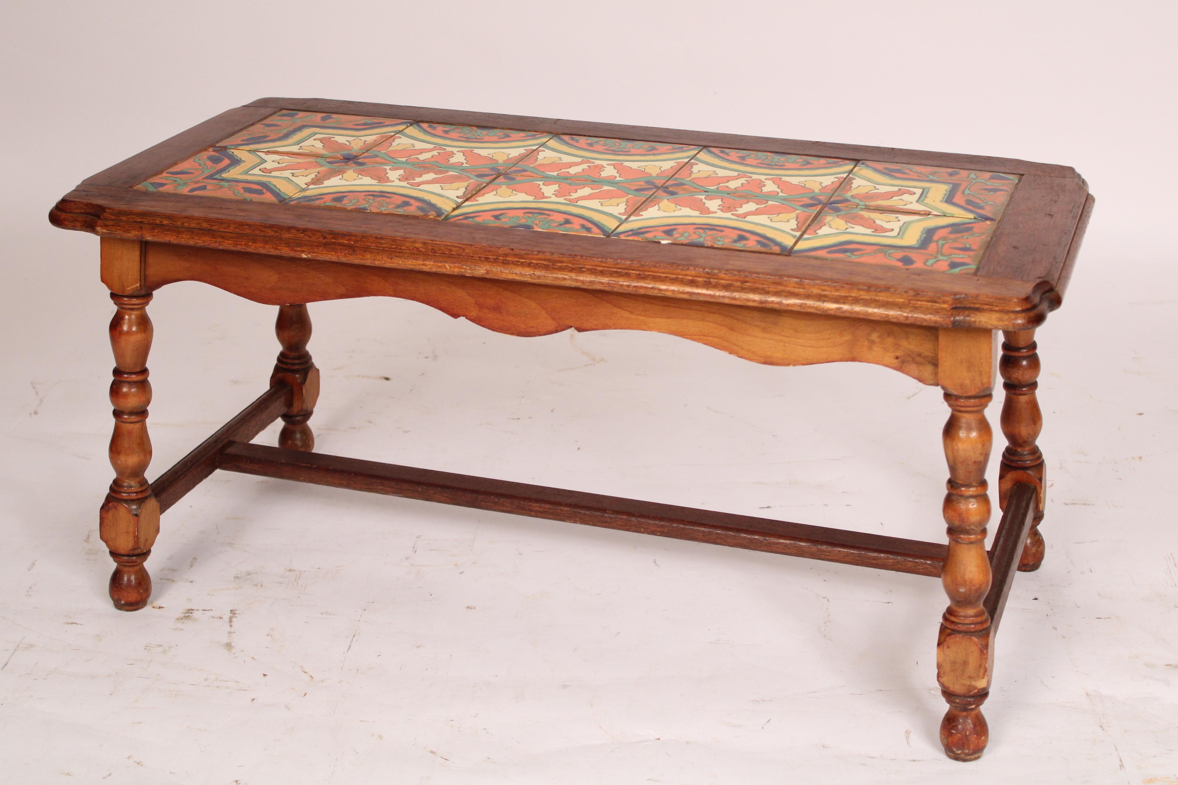 Baroque Tile Top Coffee Table For Sale