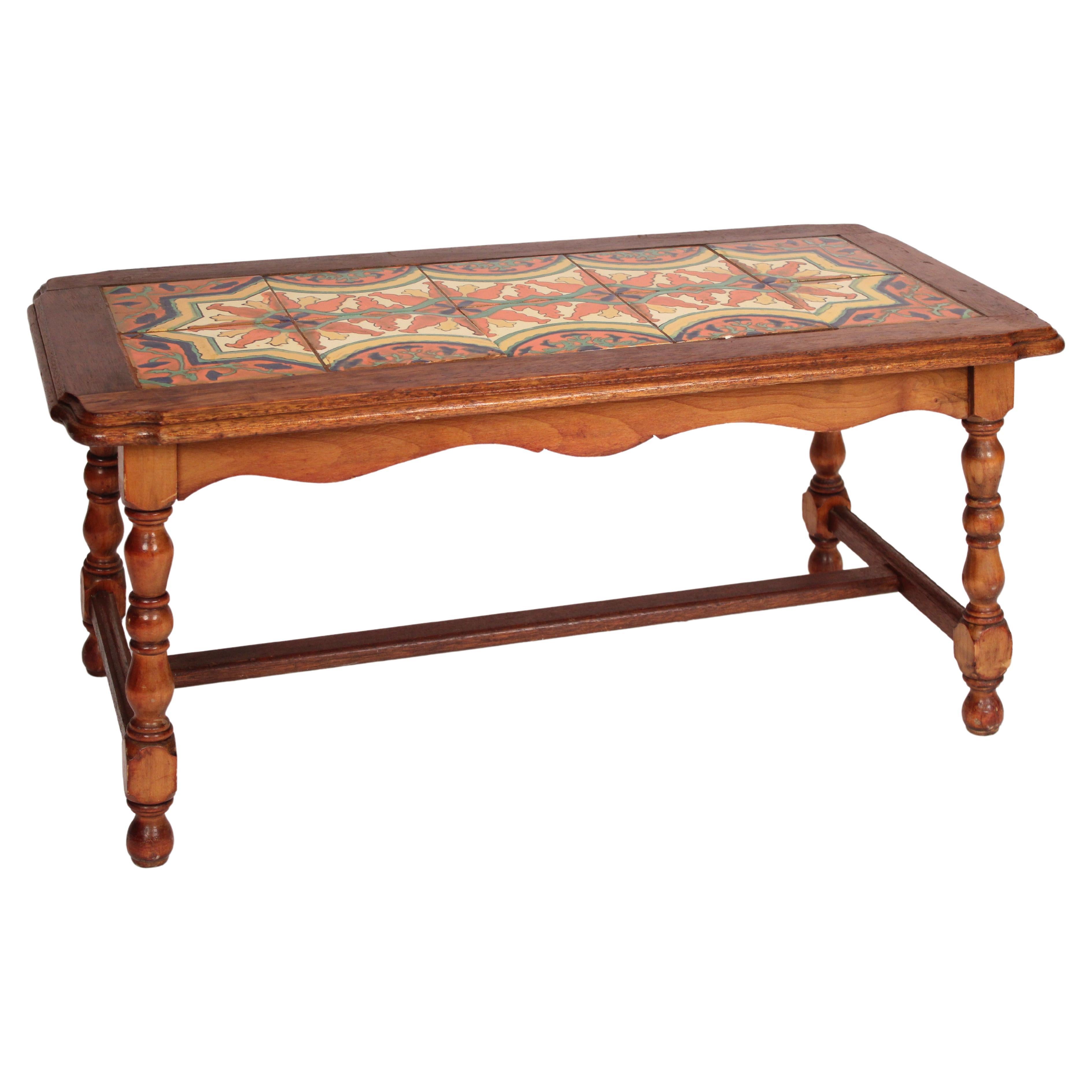 Table basse à plateau en carreaux en vente