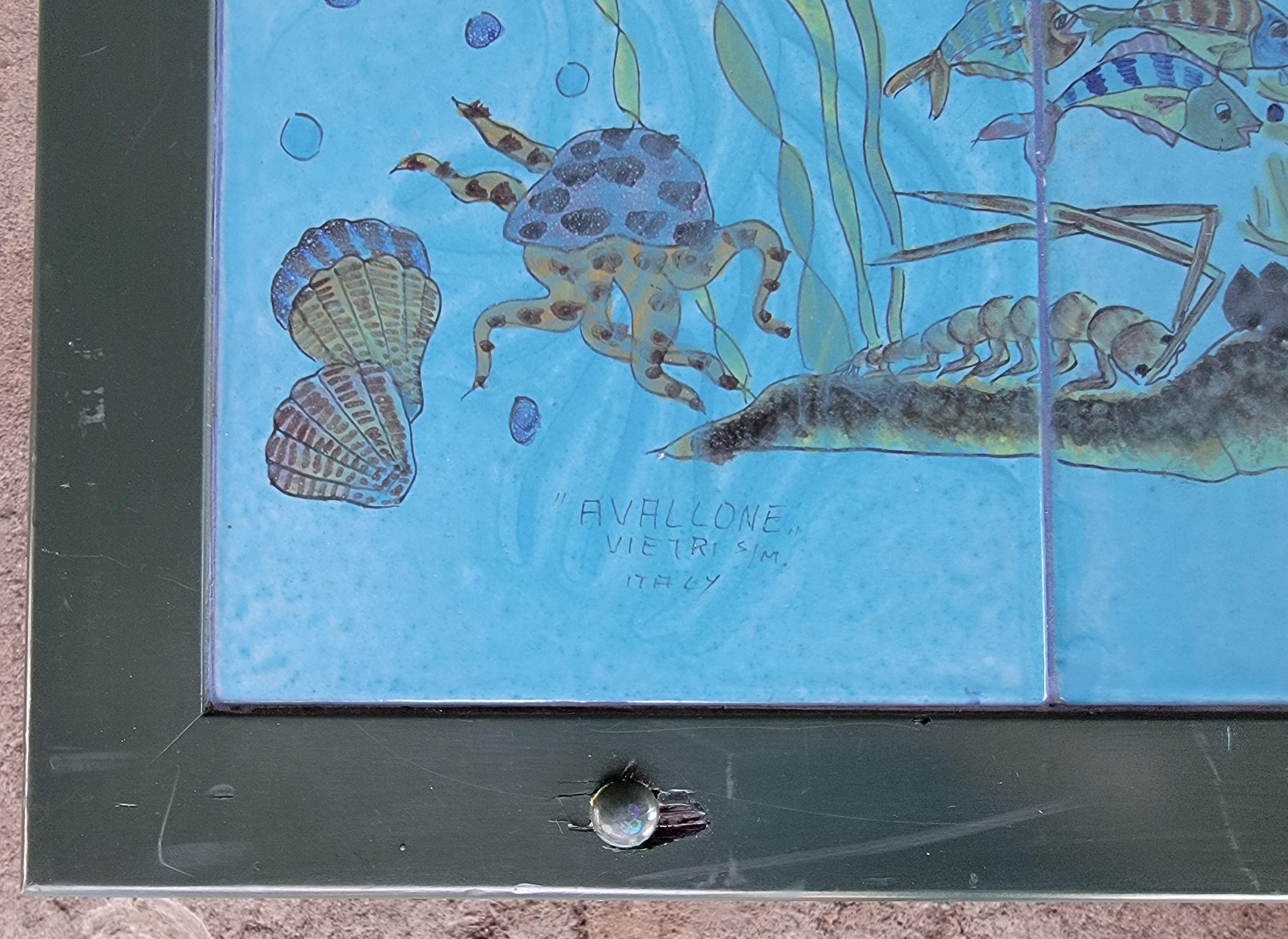 Tile Top Coffee Table Undersea or Fish Tank Nautical Theme For Sale 3