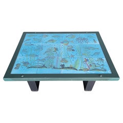 Tile Top Coffee Table Undersea or Fish Tank Nautical Theme