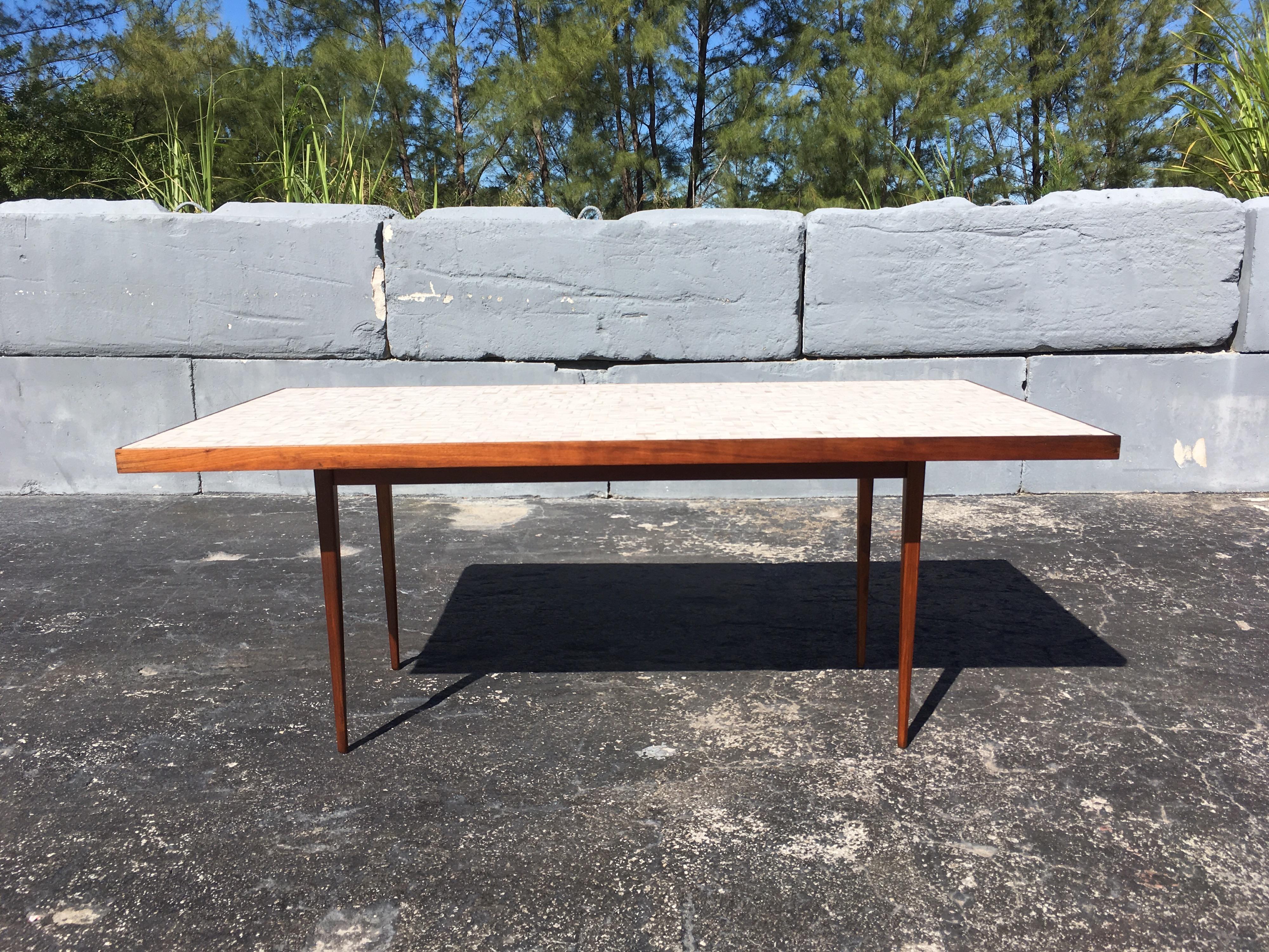 Tile Top Dining Table or Desk in the Style of Gordon Jane Martz, Walnut, Mosaic 5