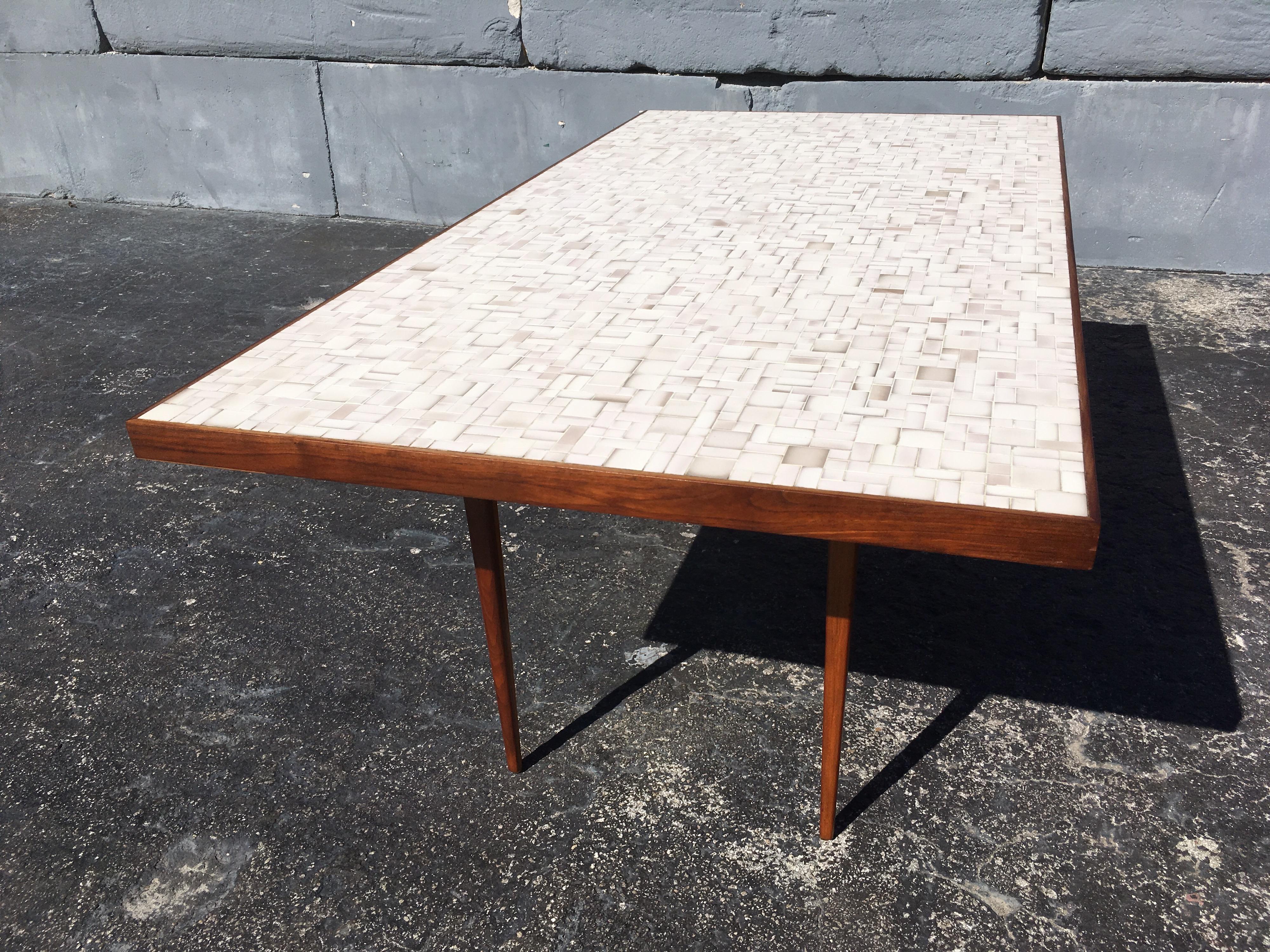 Mid-Century Modern Tile Top Dining Table or Desk in the Style of Gordon Jane Martz, Walnut, Mosaic