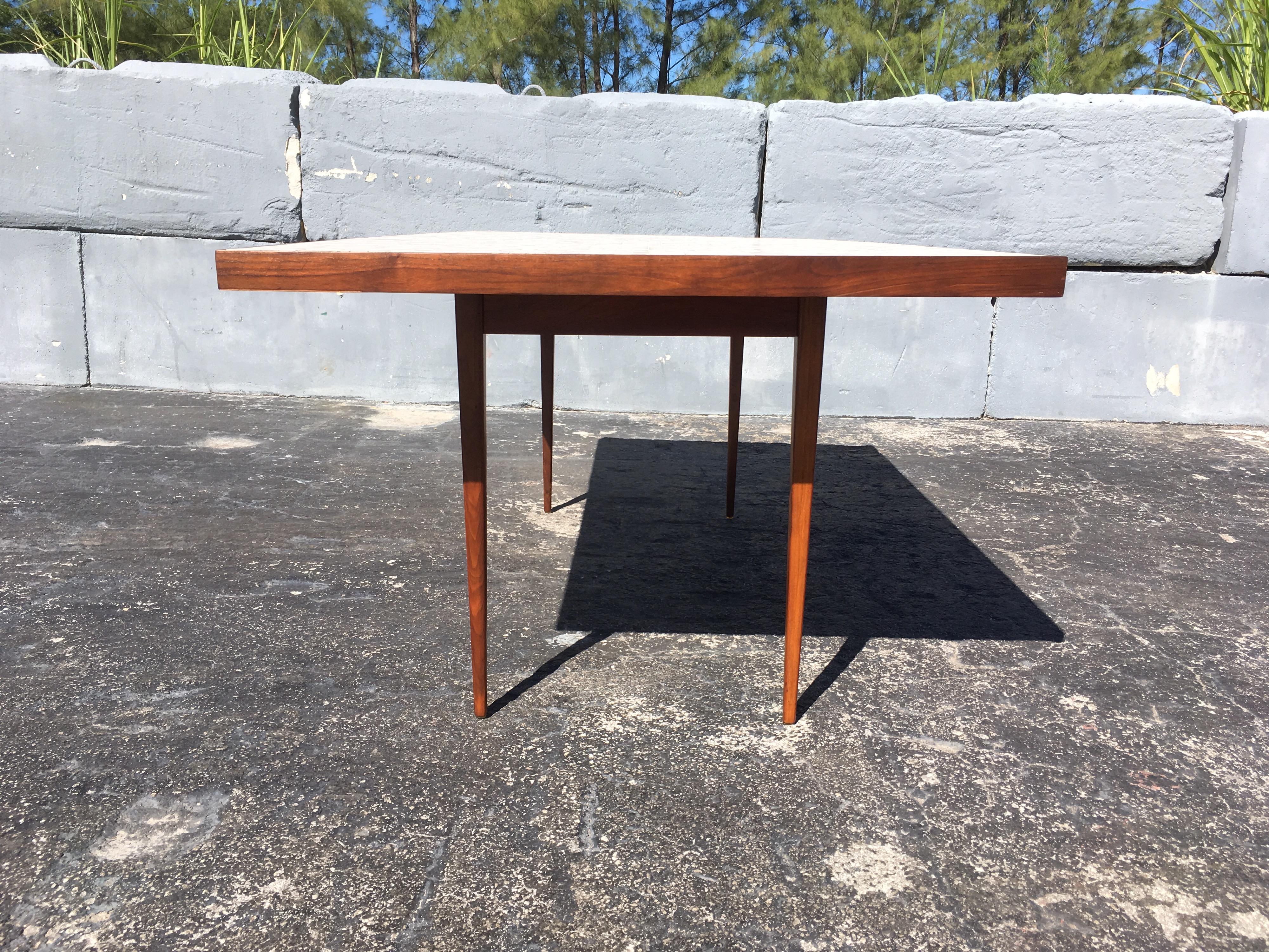 American Tile Top Dining Table or Desk in the Style of Gordon Jane Martz, Walnut, Mosaic