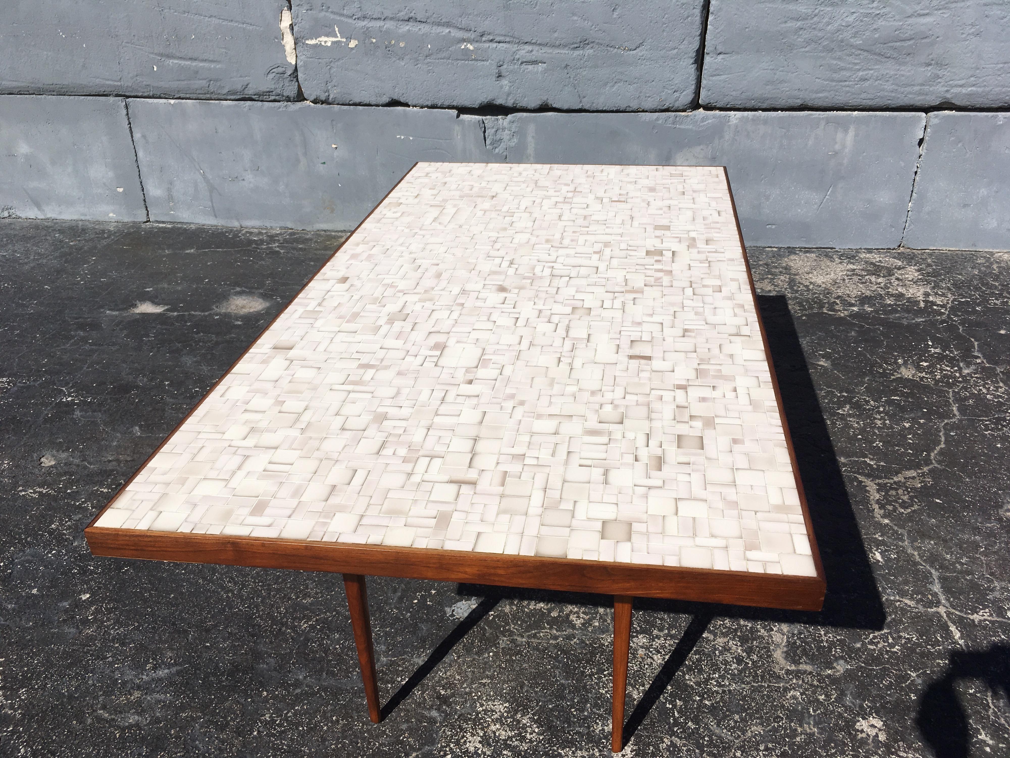 Tile Top Dining Table or Desk in the Style of Gordon Jane Martz, Walnut, Mosaic In Good Condition In Miami, FL