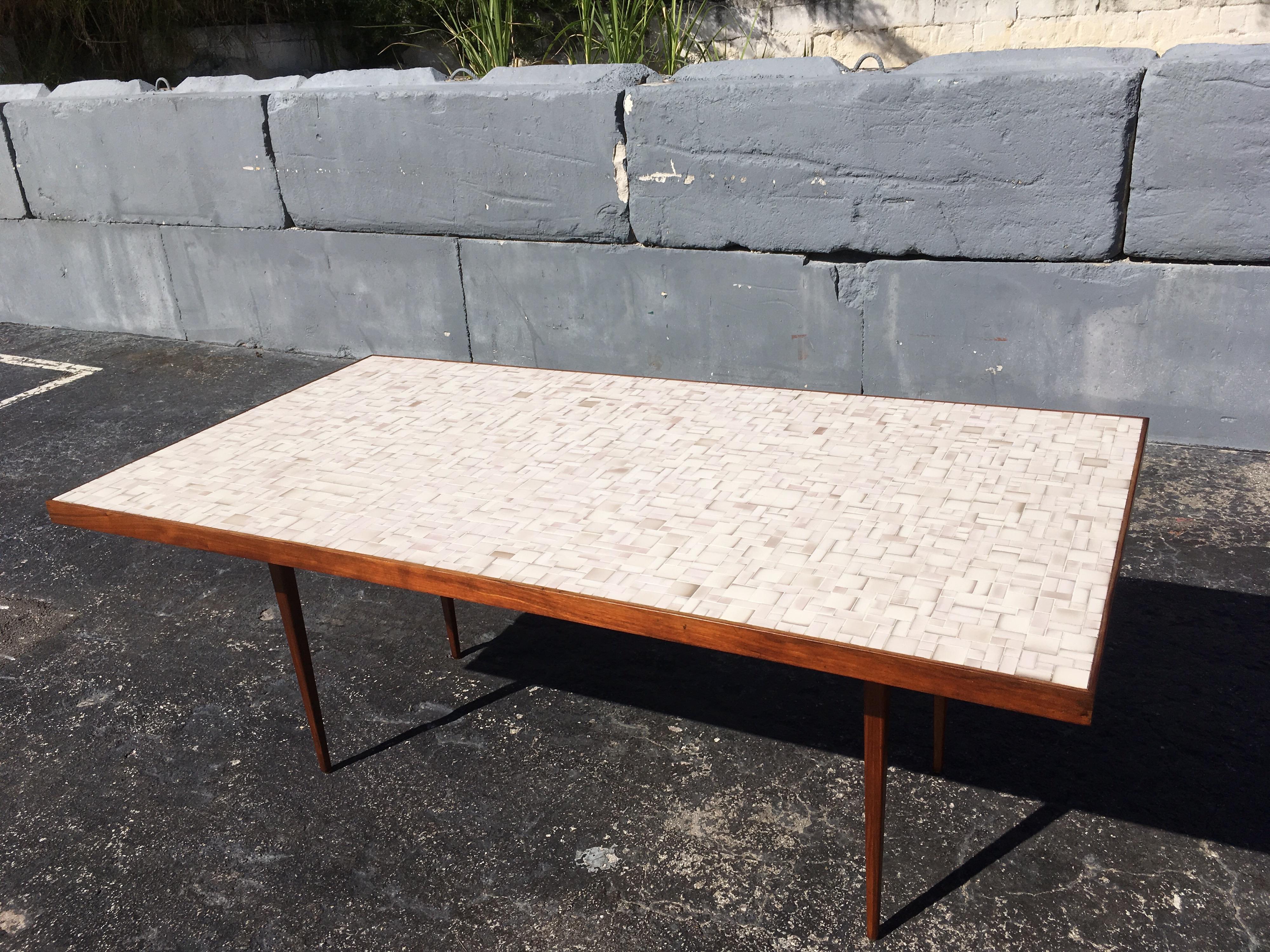 Mid-20th Century Tile Top Dining Table or Desk in the Style of Gordon Jane Martz, Walnut, Mosaic