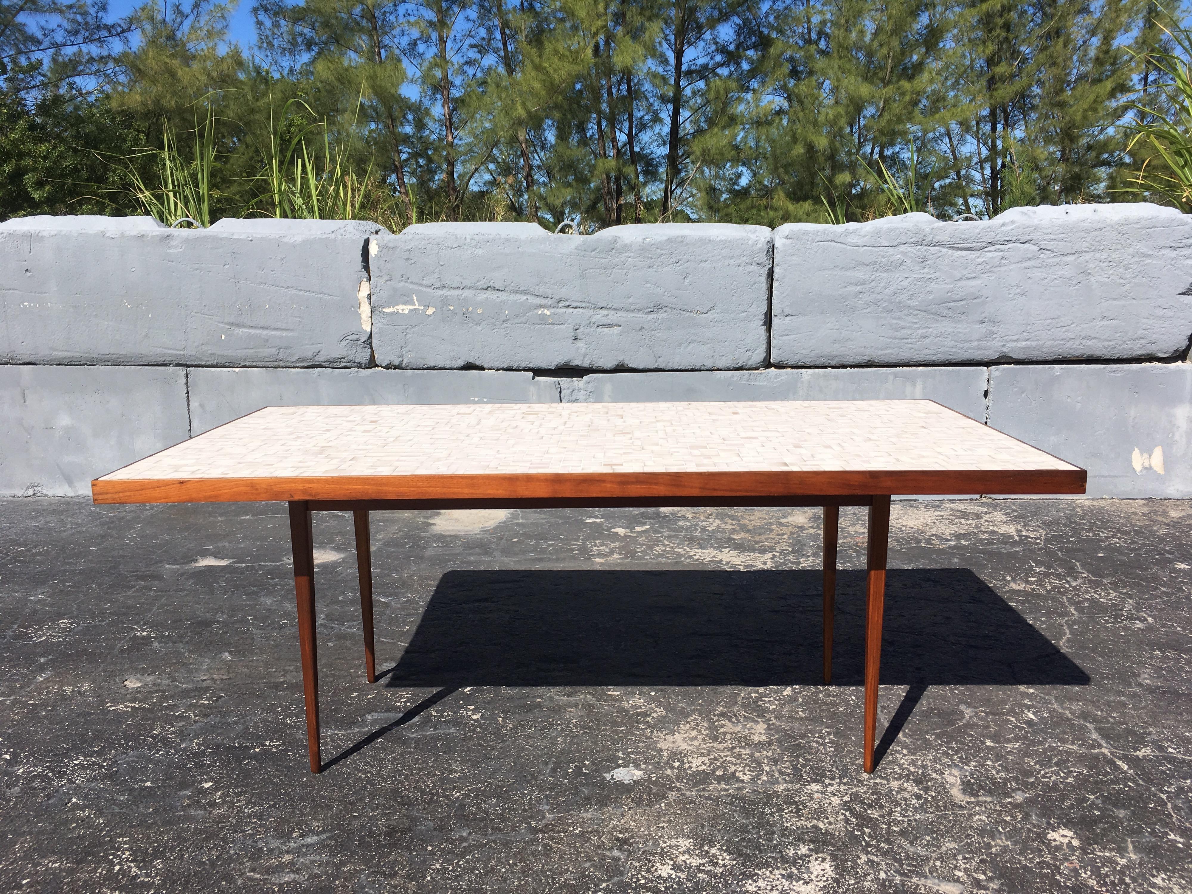 Tile Top Dining Table or Desk in the Style of Gordon Jane Martz, Walnut, Mosaic 3