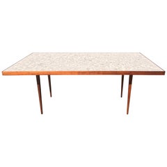 Tile Top Dining Table or Desk in the Style of Gordon Jane Martz, Walnut, Mosaic