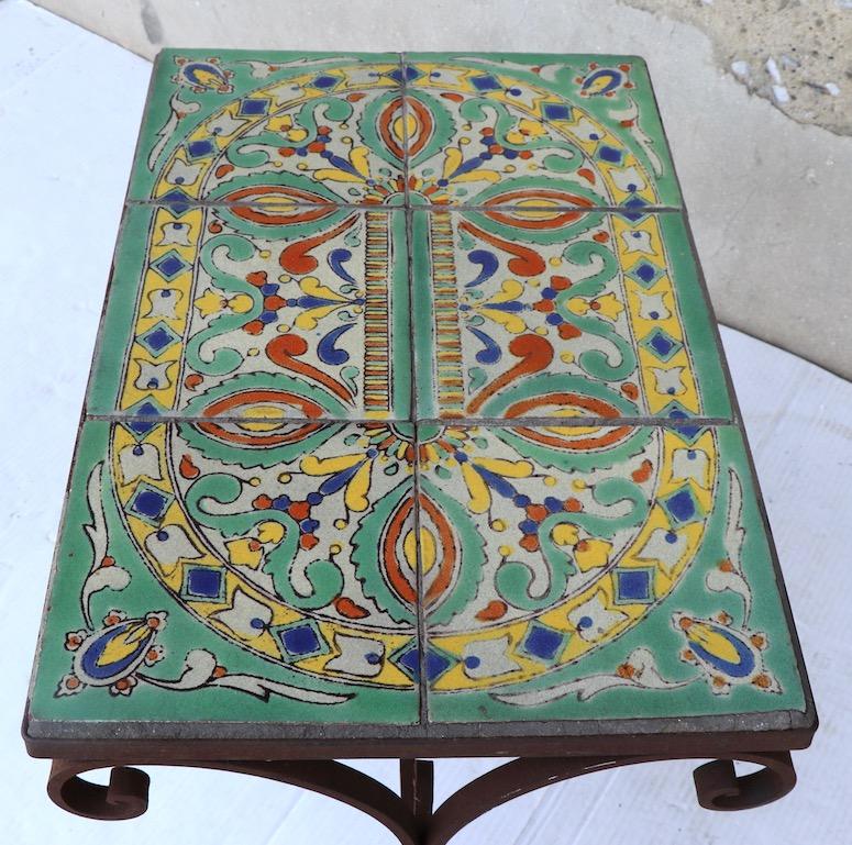 Tile Top Garden Patio Table in the Style of Catalina Pottery 1