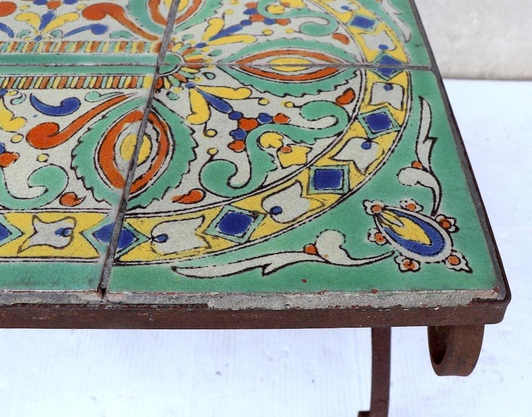 Tile Top Garden Patio Table in the Style of Catalina Pottery at 1stDibs