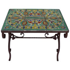 Tile Top Garden Patio Table in the Style of Catalina Pottery