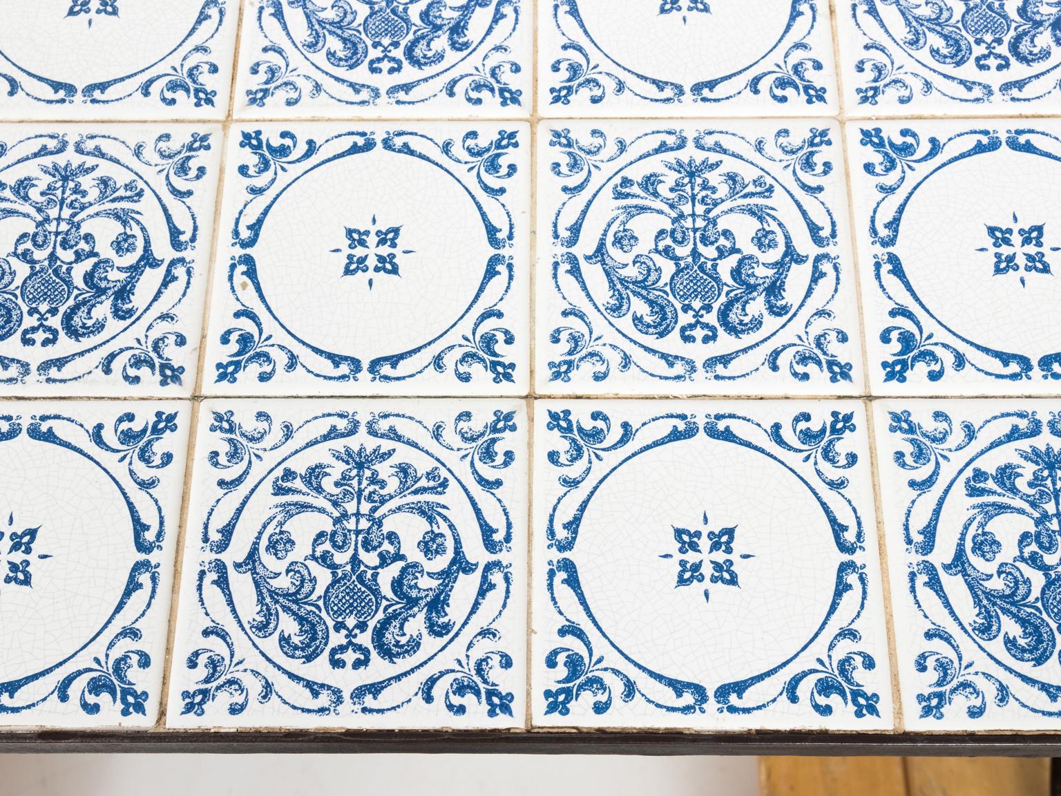 Delft Tile Top Garden Table