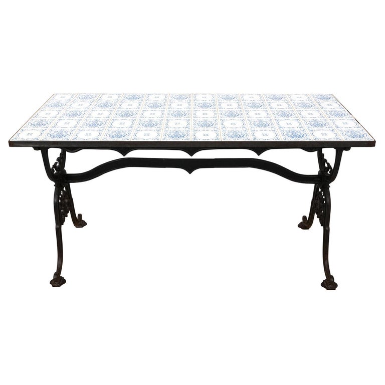 Tile Top Garden Table at 1stDibs
