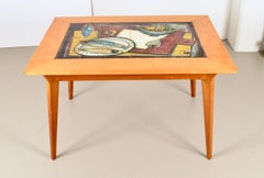 Tile Top Maple Dining Table, France, circa 1950s
