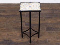 Tile-Top Side Table with Polychrome Ceramic Tiles and Custom Black Base