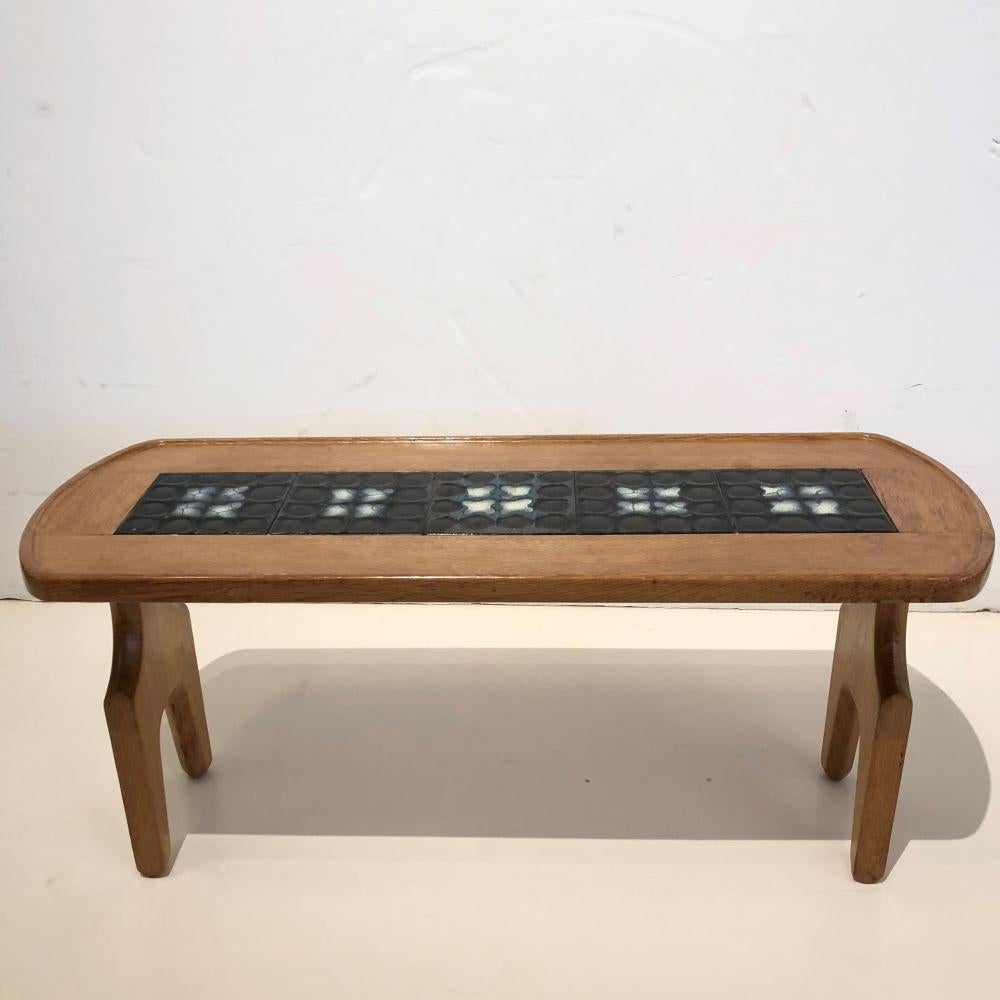 Mid-Century Modern Tile Top Table by Guillerme et Chambron