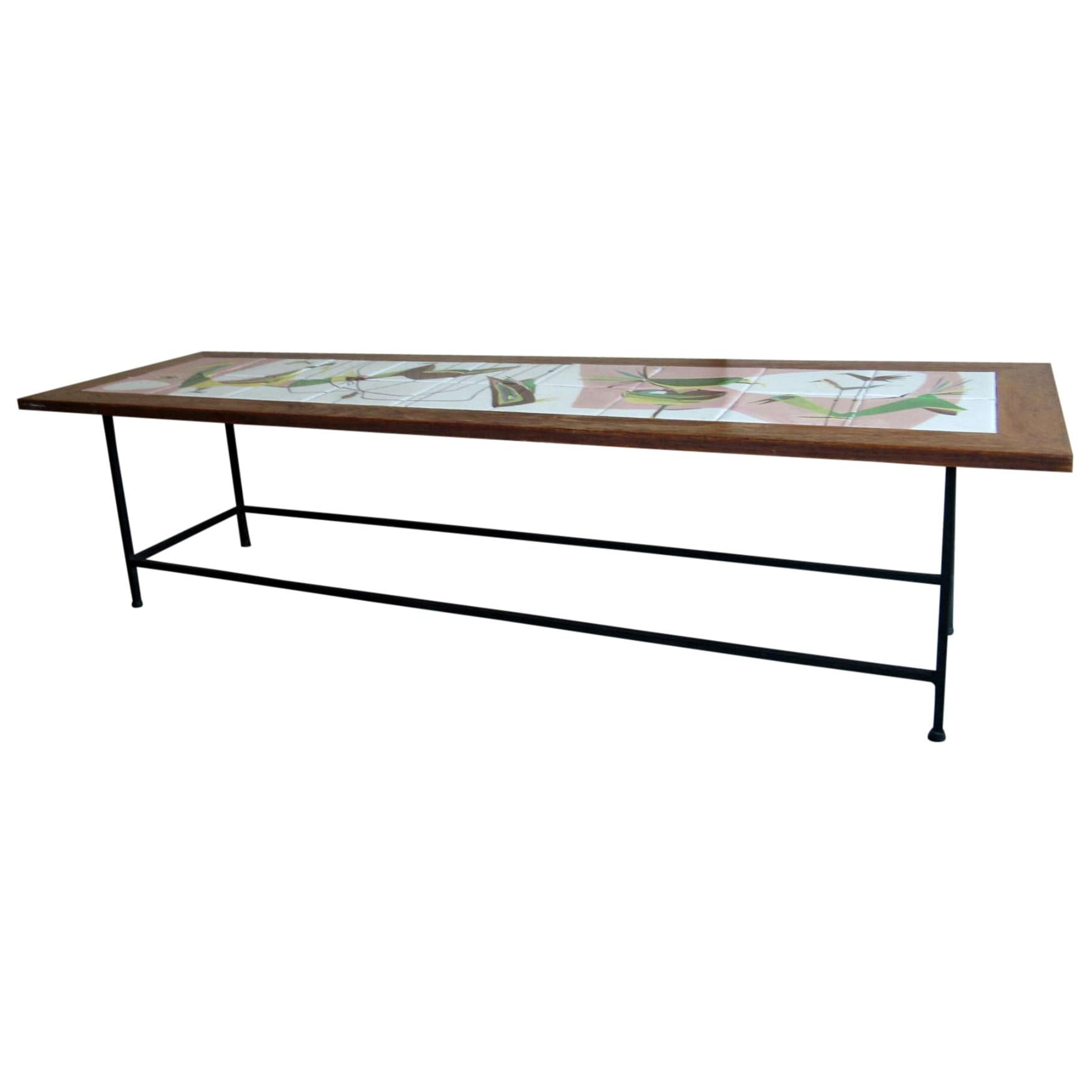Mid-Century Modern Tile Top Table, Italy, 1960s For Sale