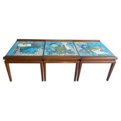 Tile Top Three Piece Cocktail Table, with Denmark, 1950's