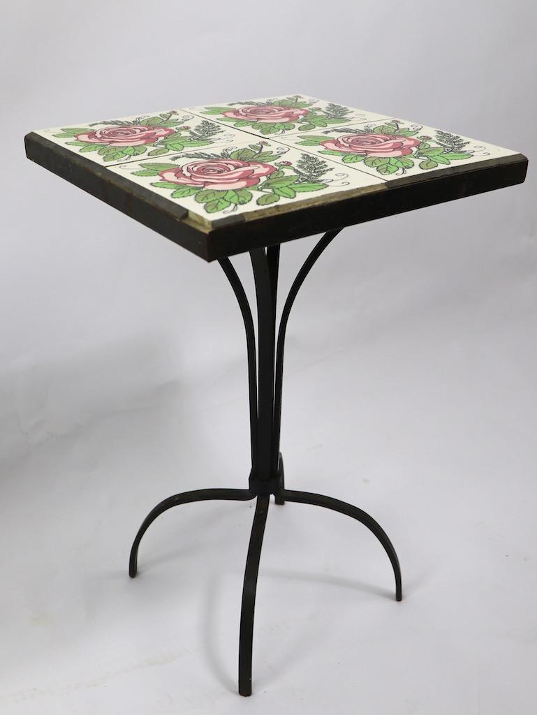Tile Top Wrought Iron Base Plant Stand Table 1