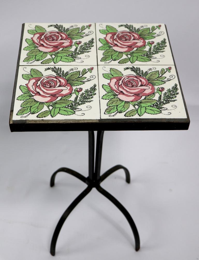 Tile Top Wrought Iron Base Plant Stand Table 3