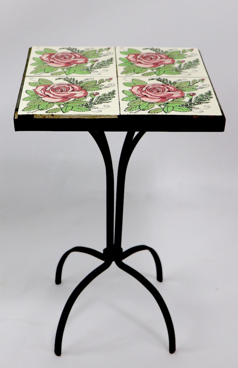 Tile Top Wrought Iron Base Plant Stand Table 4