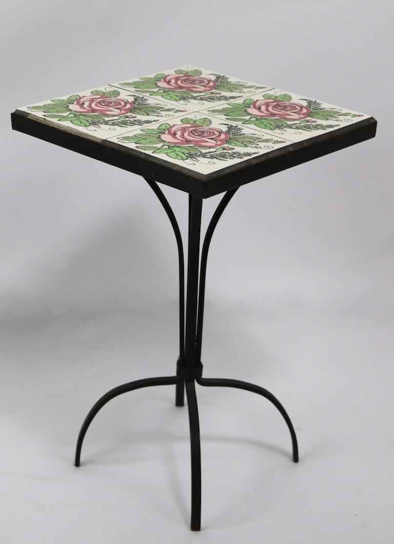 Tile Top Wrought Iron Base Plant Stand Table 5