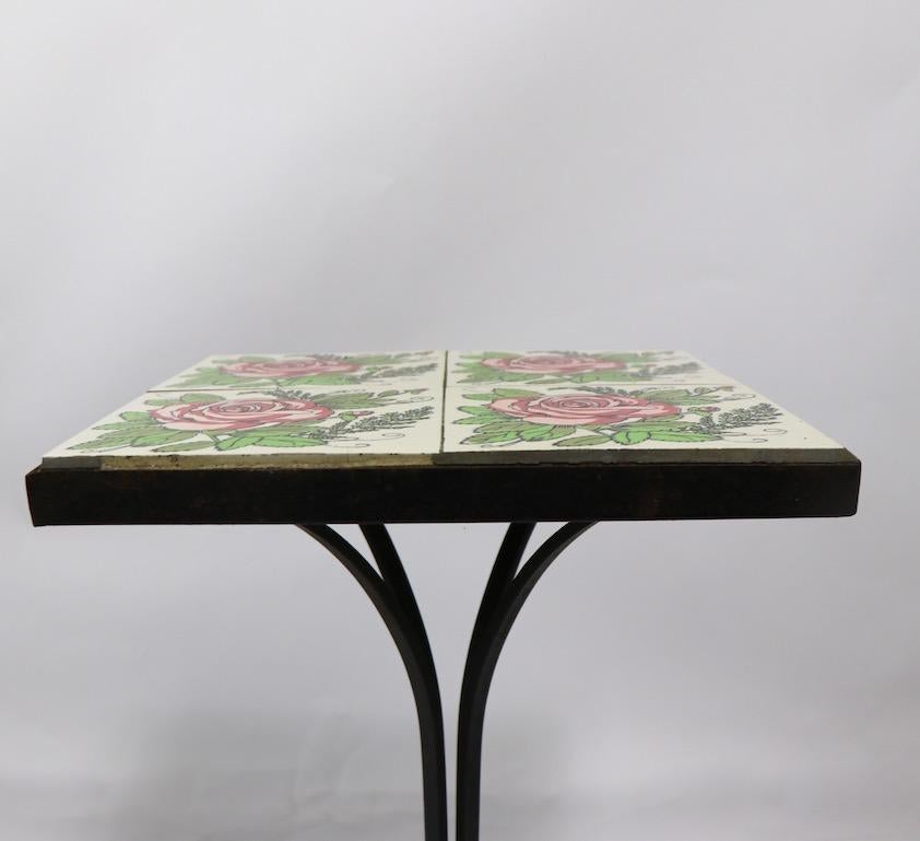Ceramic Tile Top Wrought Iron Base Plant Stand Table