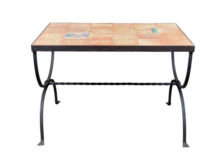 Tile Top Wrought Iron Table For Sale at 1stDibs | wrought iron table with  tile top