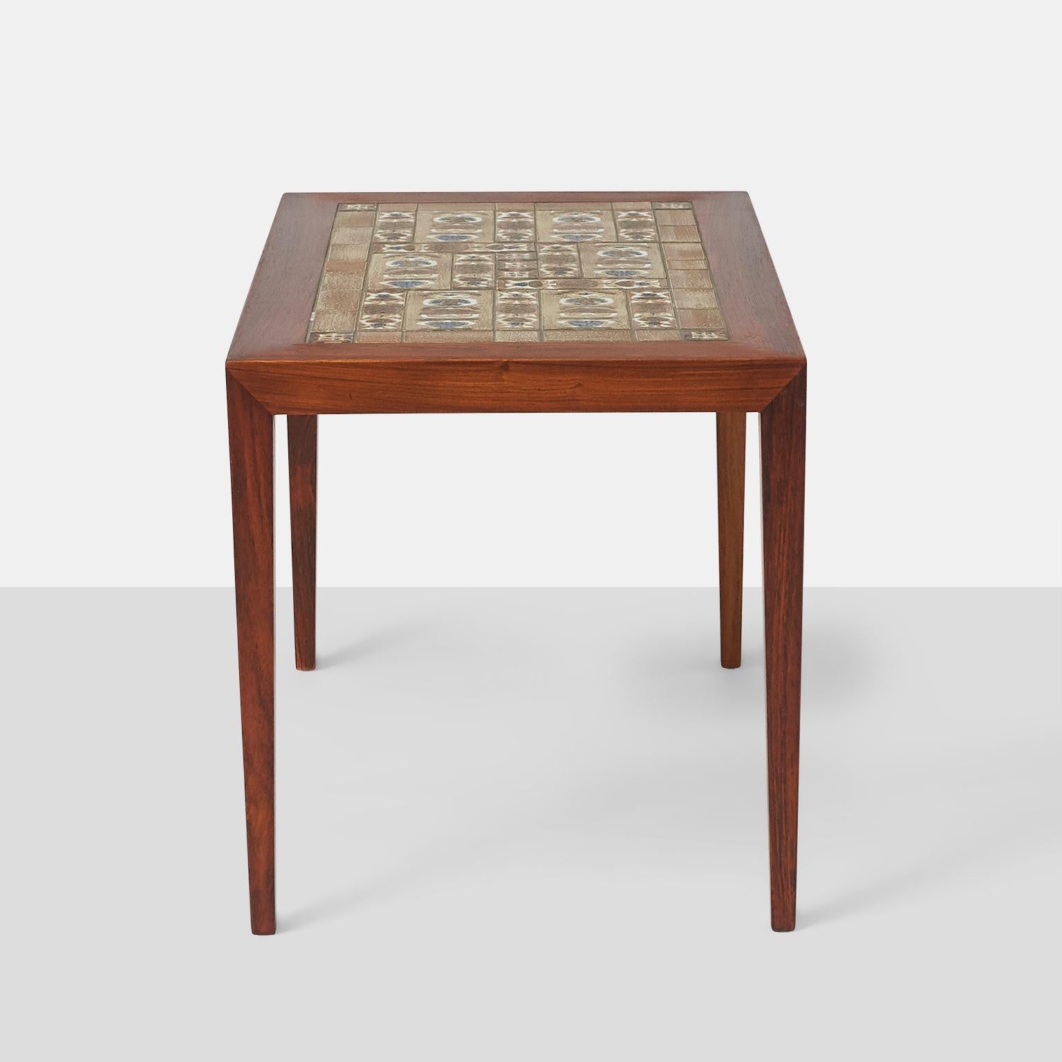 Danish Tile Topped End Table by Severin Hansen Jr. For Sale