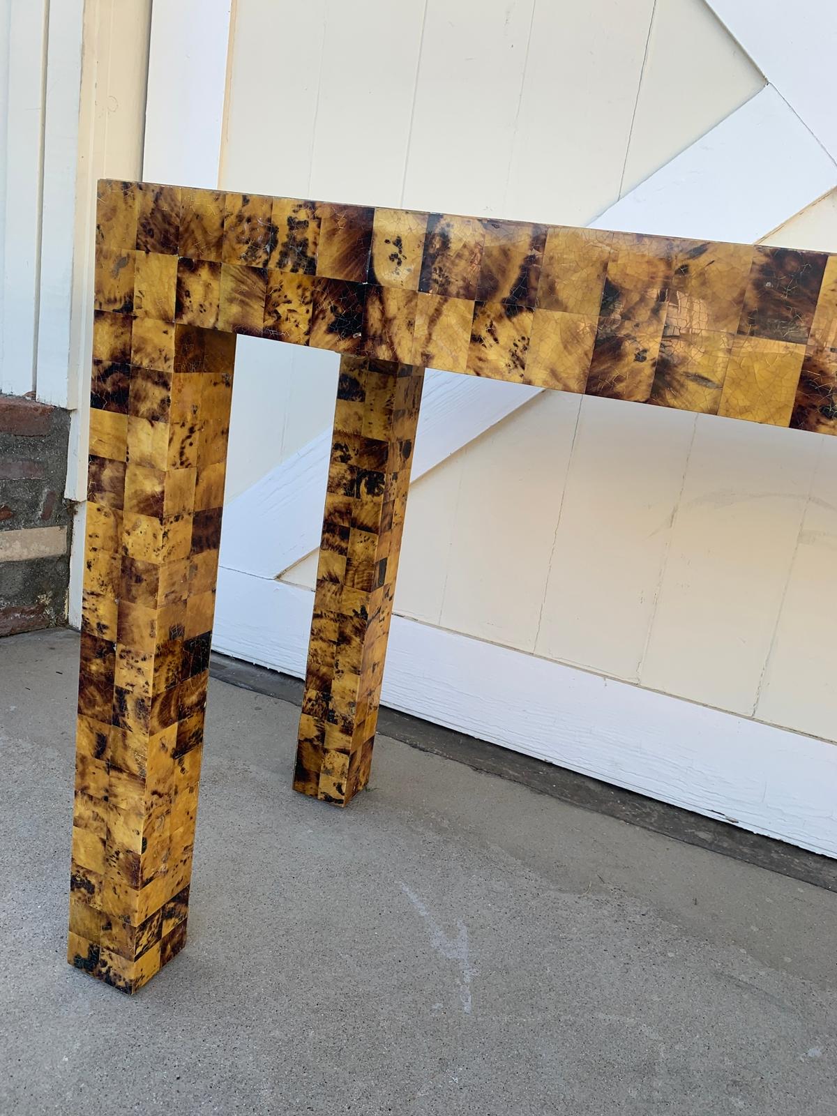 Tiled Bone Parsons Console Table by Garrison Rousseau 9