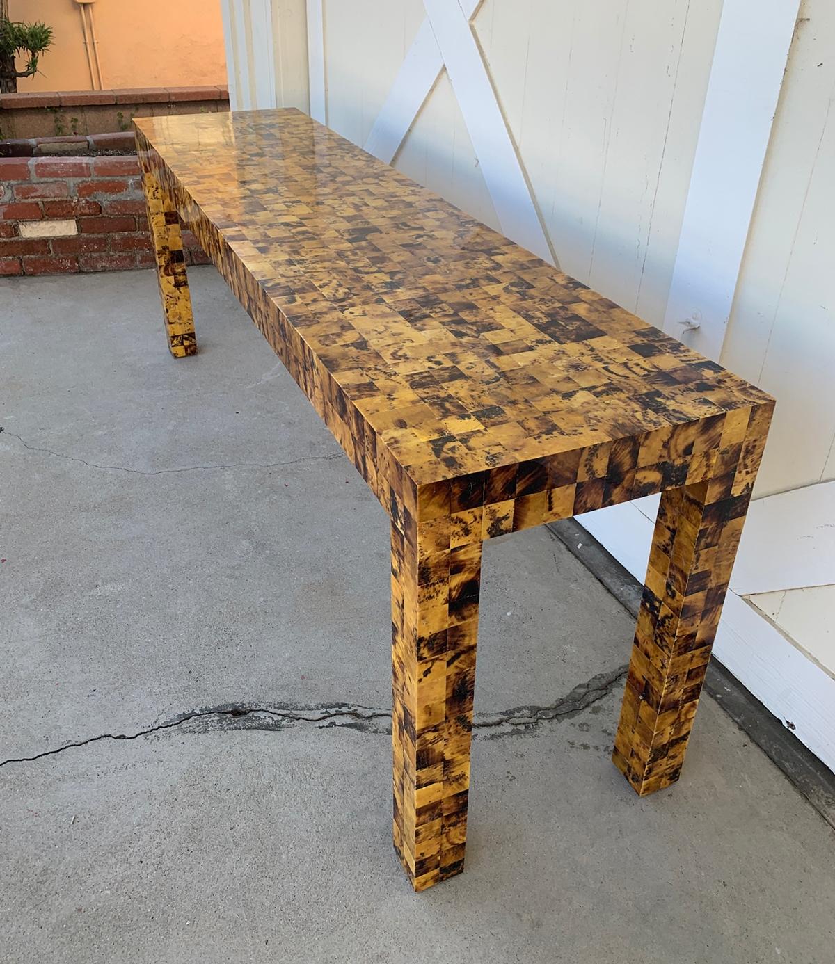 Tiled Bone Parsons Console Table by Garrison Rousseau 10