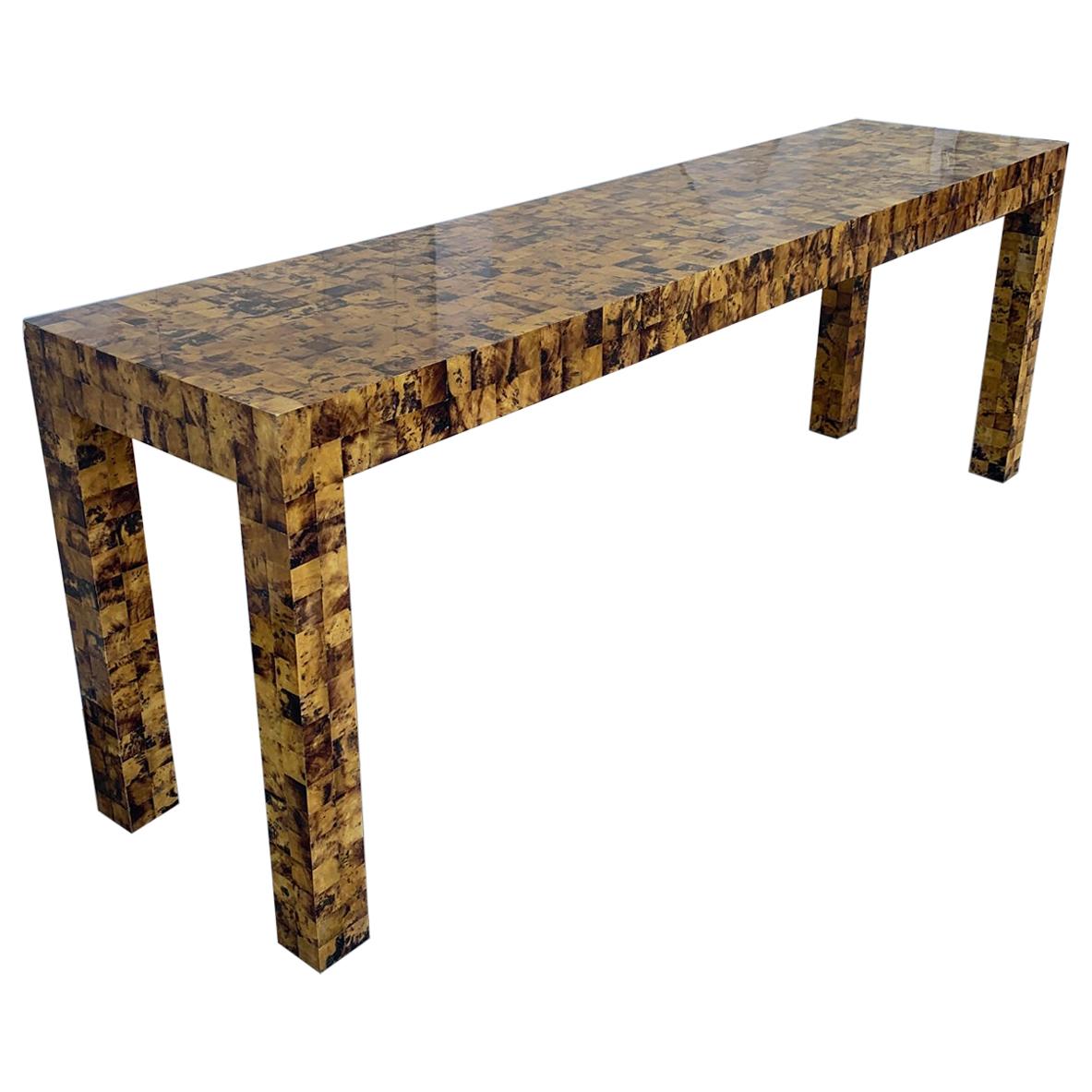 Tiled Bone Parsons Console Table by Garrison Rousseau