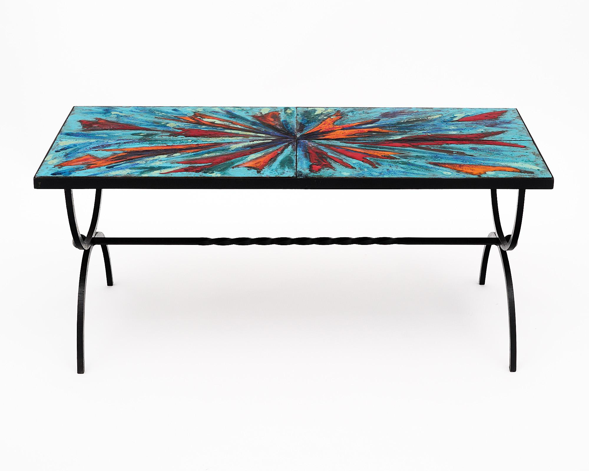 Tiled Coffee Table from Vallauris In Good Condition For Sale In Austin, TX