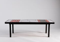 Tiled Coffee Table, Glazed Ceramic Tile Top, Metal Base, France, 1960s