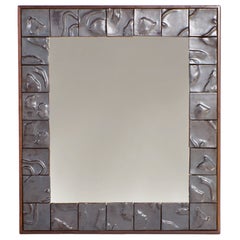 Miroir en carreaux (très grand) - Céramique - Fait main - Artisanal - À fixer au mur - Émaillé