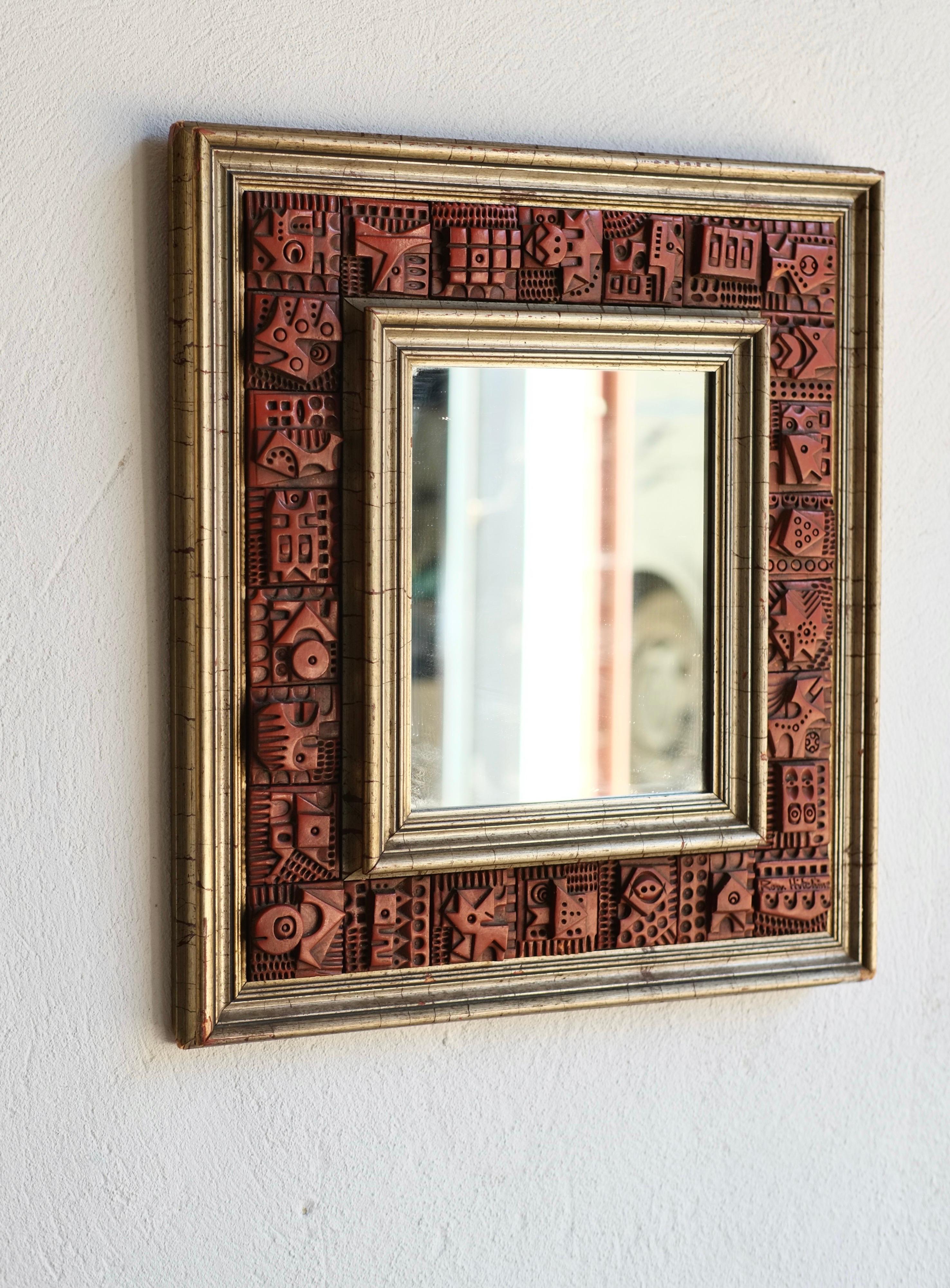 Mid-Century Modern Tiled Wall Mirror, Ron Hitchins