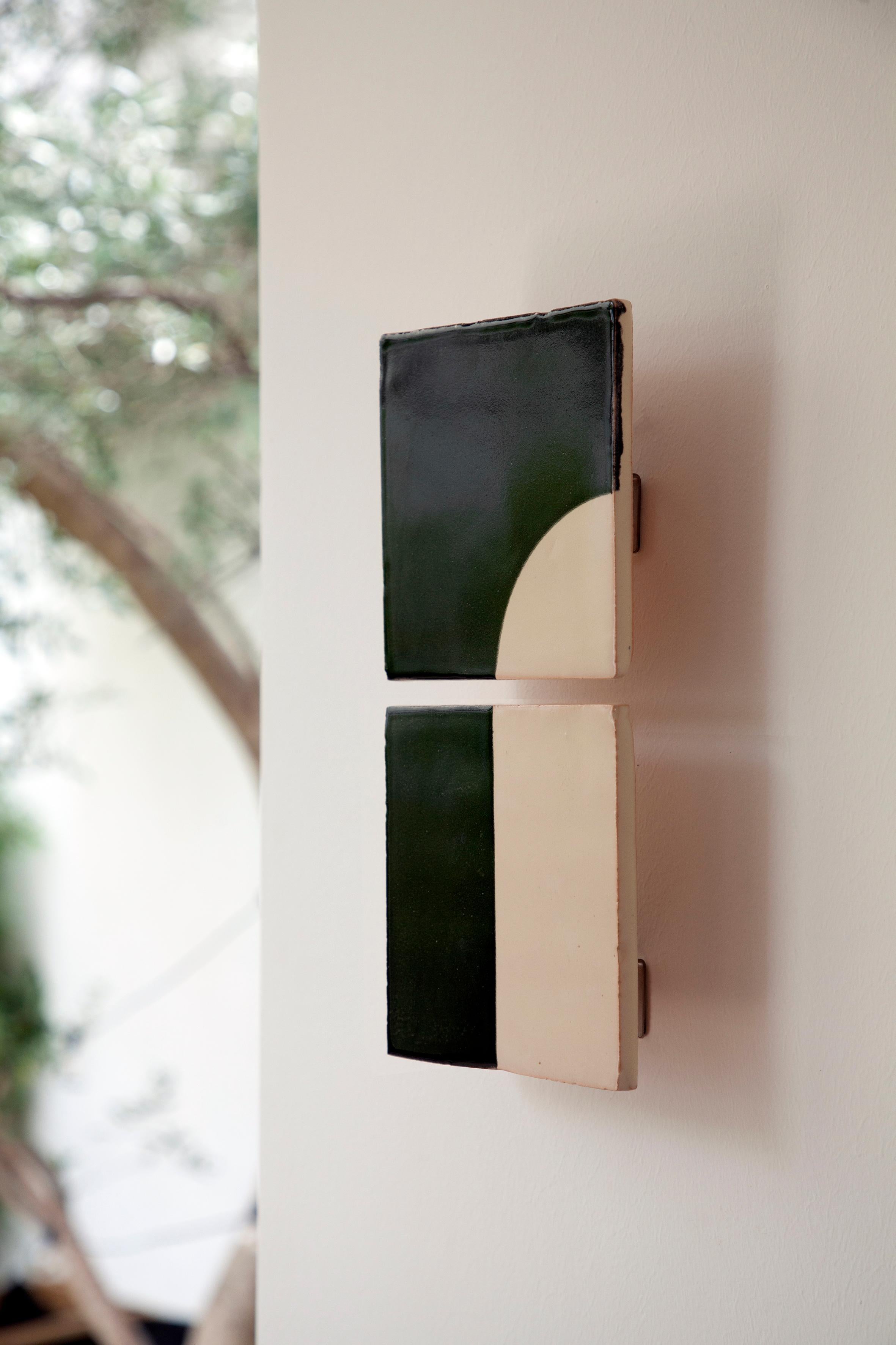 Post-Modern Tiles Door Black Ceramic Decorative Wall Lamp by Violaine d'Harcourt For Sale