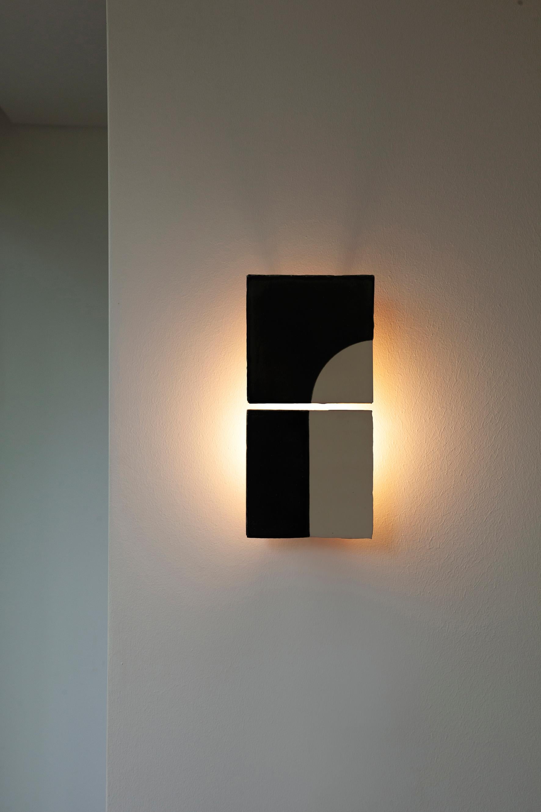 Portuguese Tiles Door Black Ceramic Decorative Wall Lamp by Violaine d'Harcourt For Sale