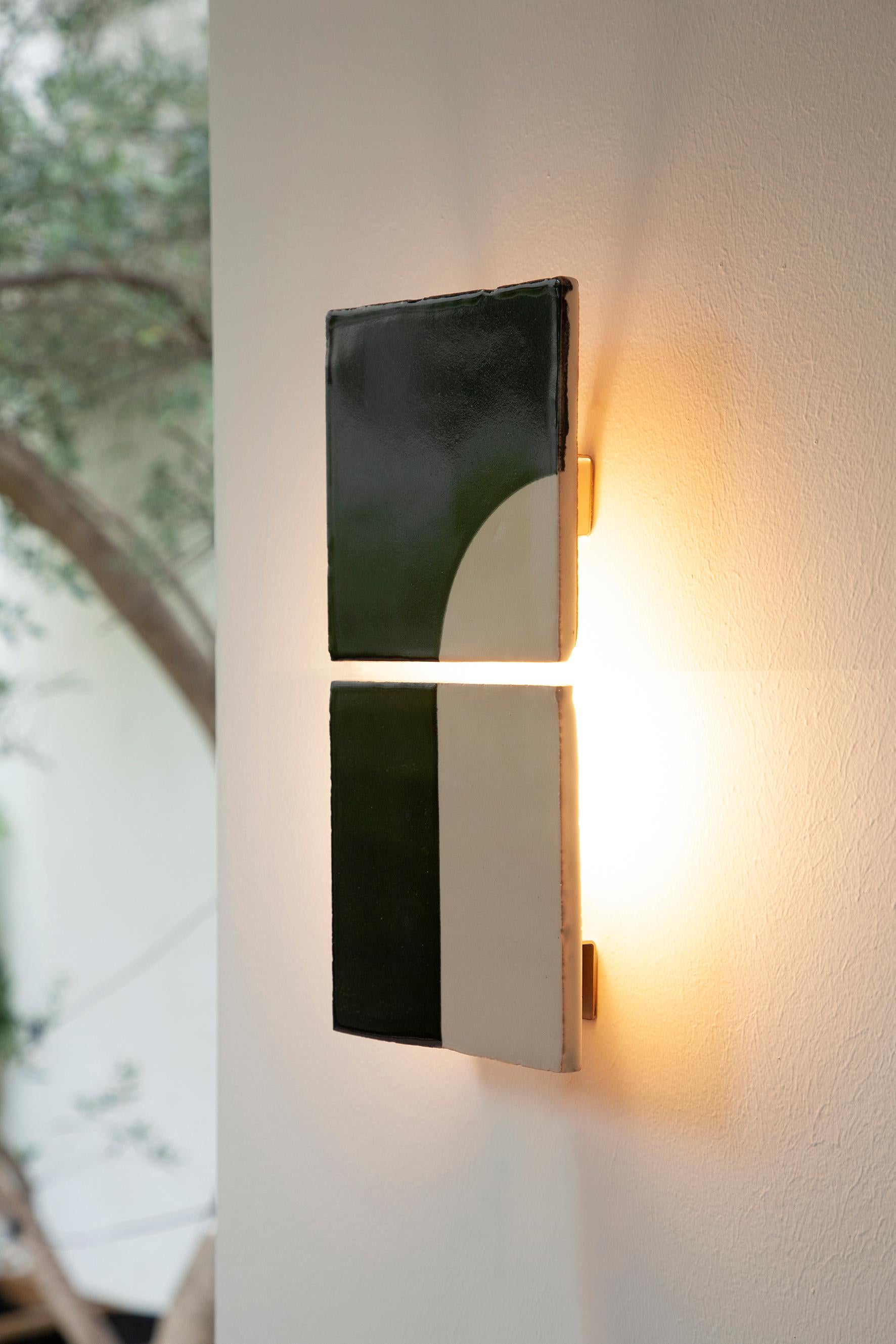 Other Tiles Door Black Ceramic Decorative Wall Lamp by Violaine d'Harcourt For Sale