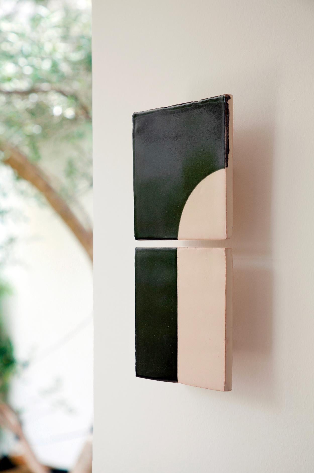 Tiles Door Black Ceramic Decorative Wall Lamp by Violaine d'Harcourt In New Condition For Sale In Geneve, CH