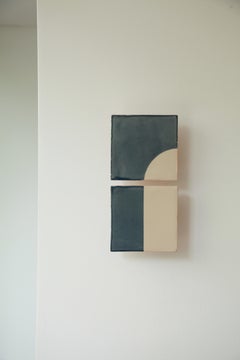 Tiles Door Blue Ceramic Decorative Wall Lamp by Violaine d'Harcourt